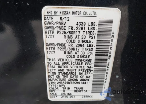 2012 Nissan Rogue Sv from USA, damaged, VIN JN8AS5MT2CW614411